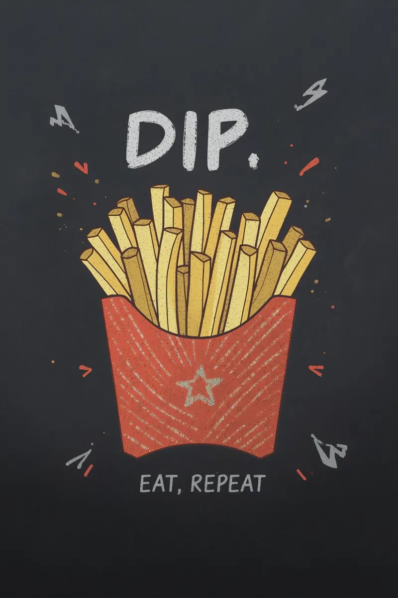Patate fritte "DIP, EAT, REPEAT". pannello forex da DesignDoodle