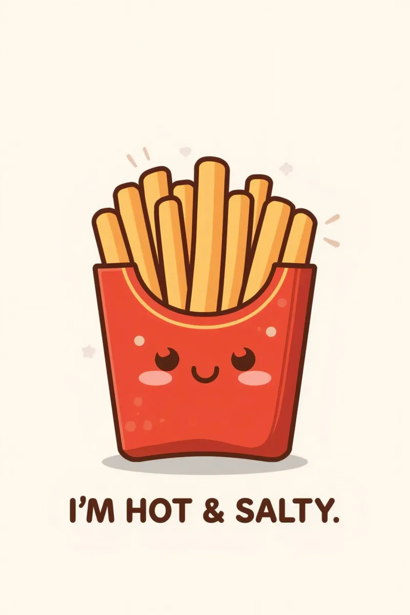 Patatine fritte con faccia felice " Io sono caldo e salato " pellicola backlit da DesignDoodle