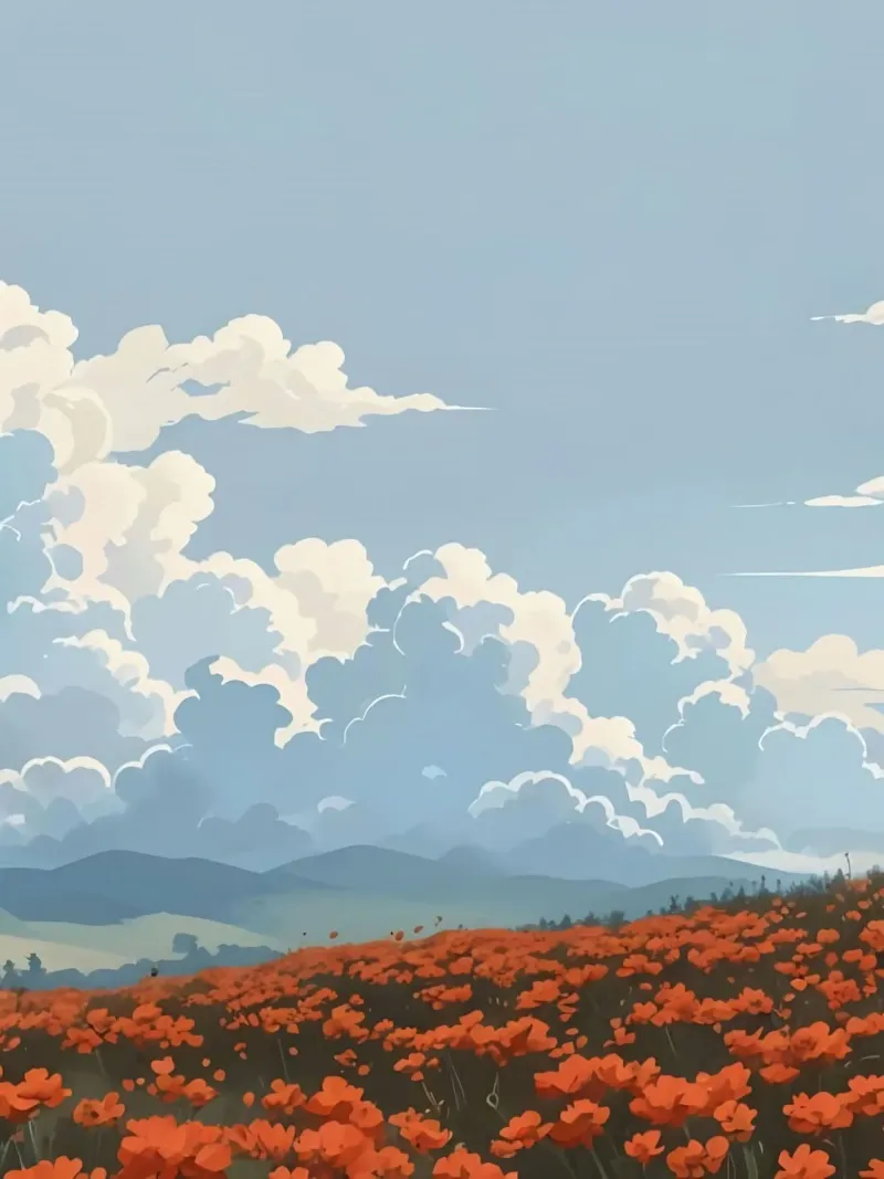 cloudy on flower field poster da marty