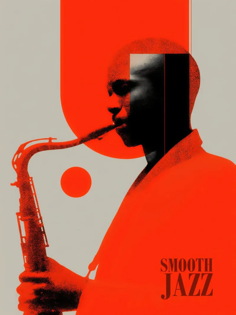 Smooth Jazz in Retro-Rot | Vintage Plattencover pannello forex da Autofocus
