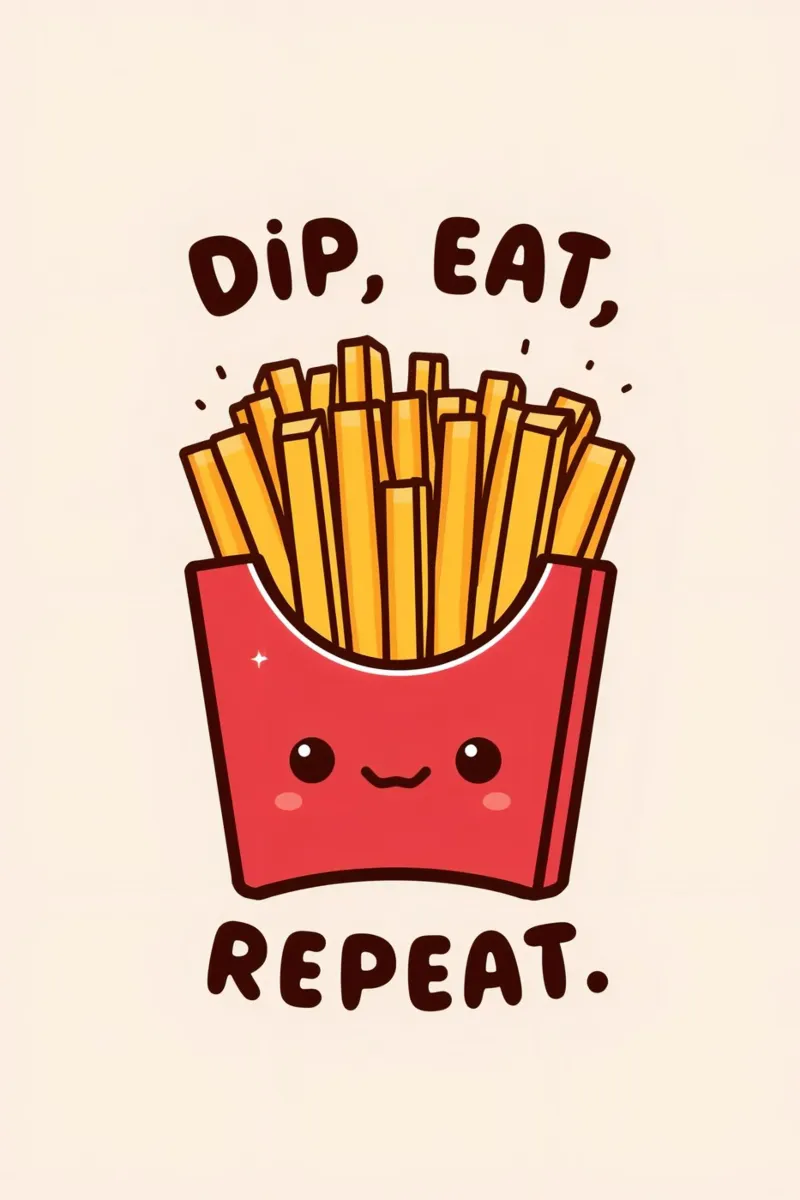 Pommes frites Karton "Dip, Eat, Repeat" Hahnemühle von DesignDoodle