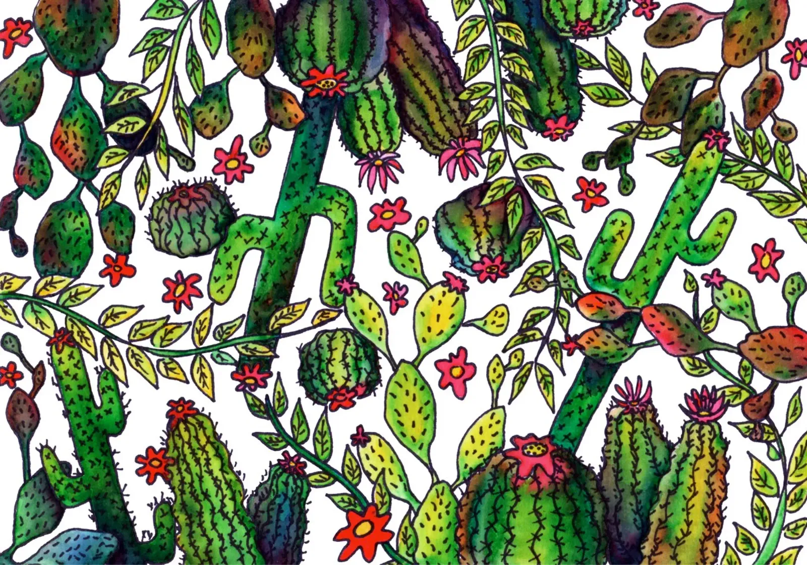 Cactus Pattern canvas by KP Design