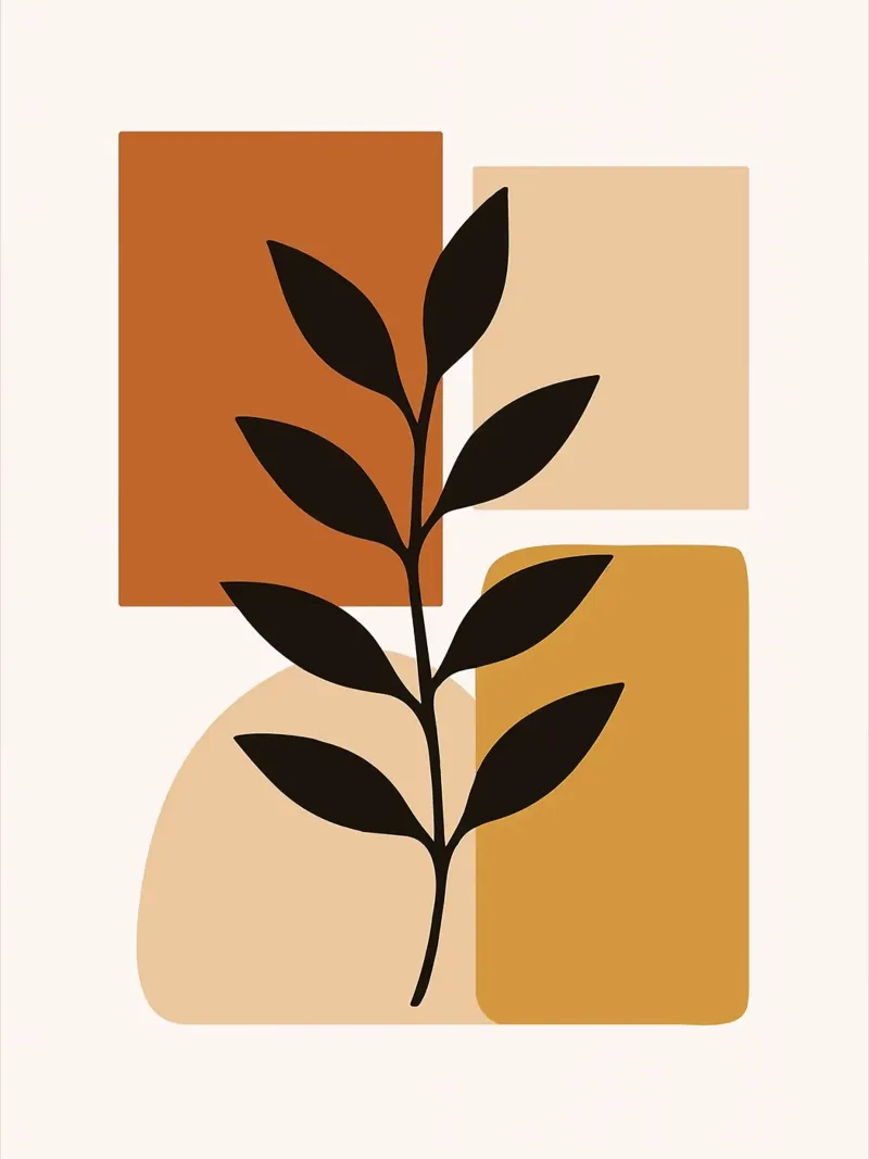 Abstract Botanical Art with Geometric Shapes hahnemühle by PosterByFly