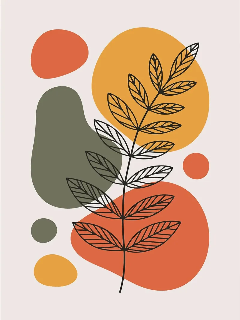 Abstract Botanical Art with Earth Tones canvas by PosterByFly