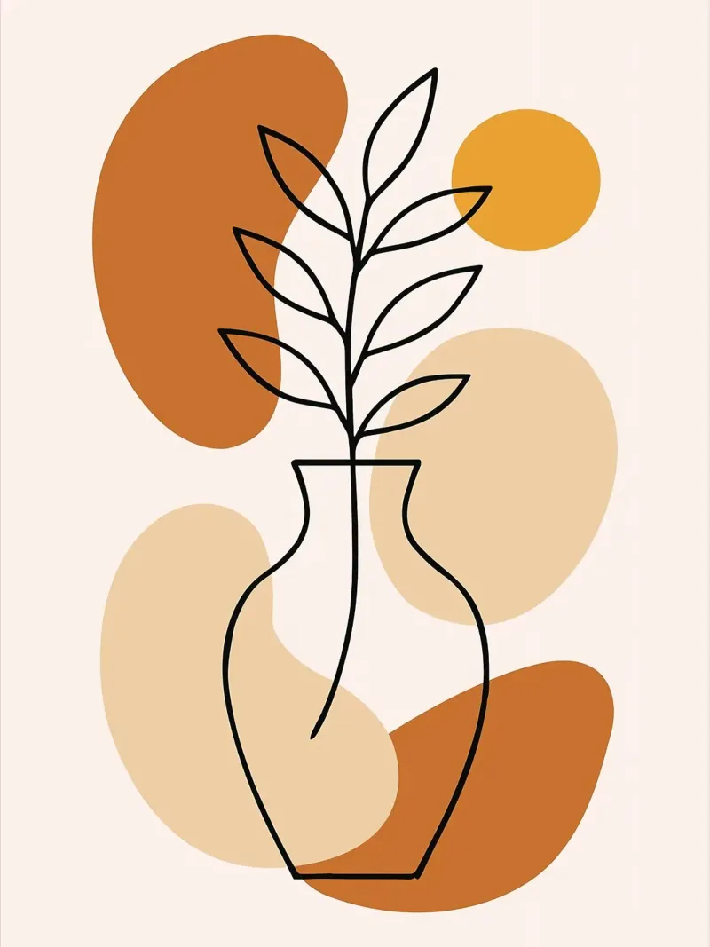 Illustrazione di una pianta minimalista in un vaso pellicola backlit da PosterByFly