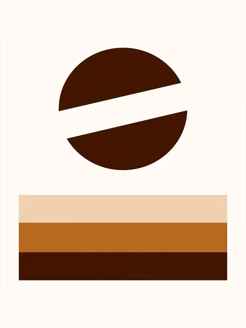 Arte minimalista marrone con forme geometriche pannello forex da PosterByFly