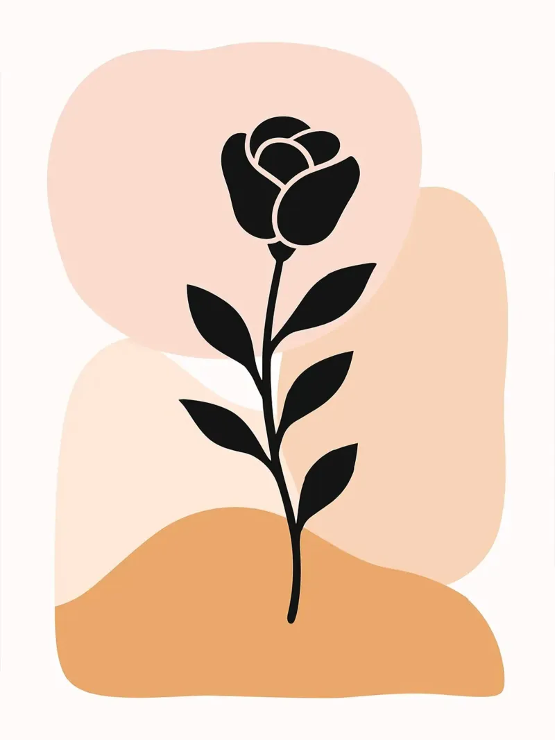 Illustrazione astratta di una rosa con forme neutre carta hahnemühle da PosterByFly
