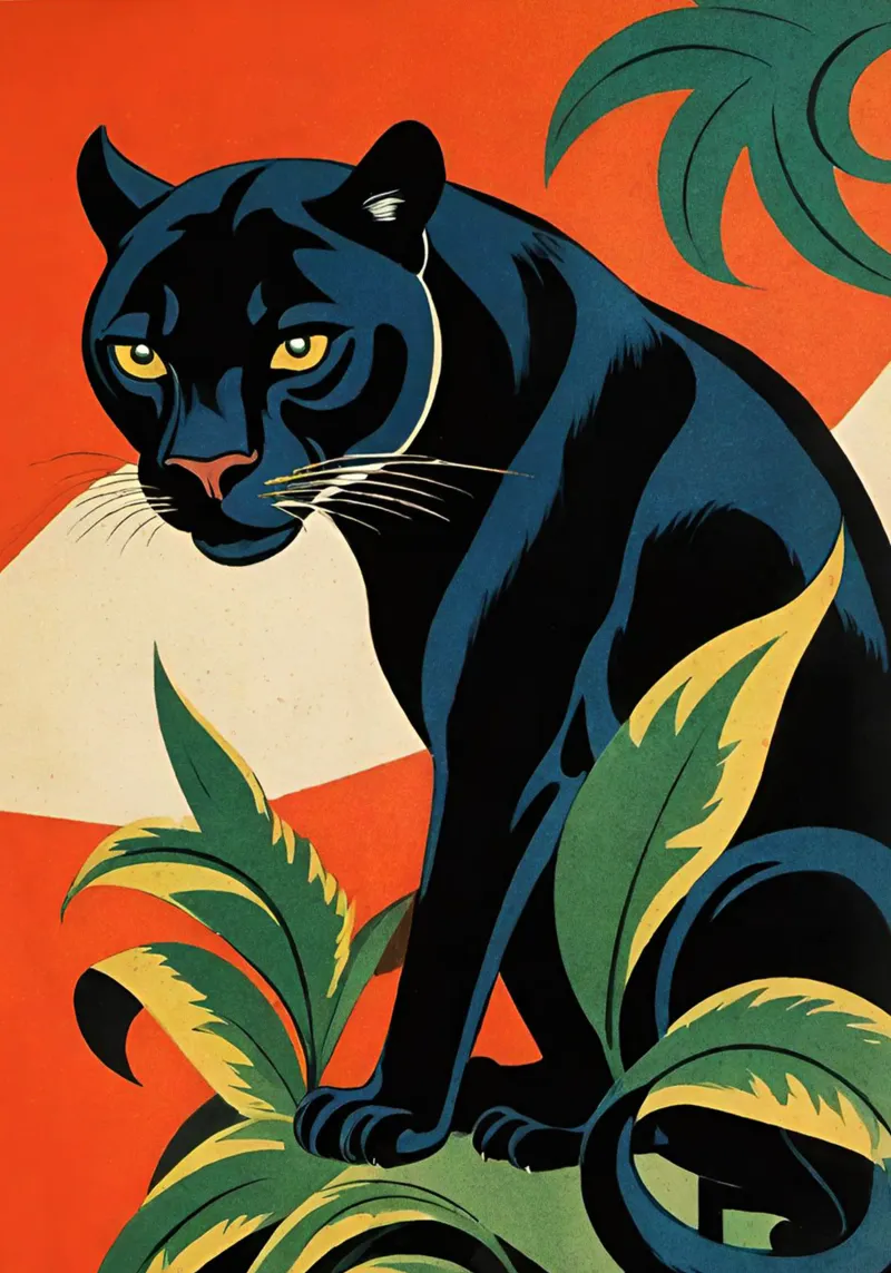 Midnight Panther - Design moderno e retrò Bujaboom carta hahnemühle da bujaboom