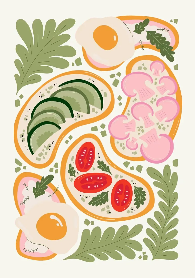 Illustrazione dei toast per la colazione alluminio dibond da bazi