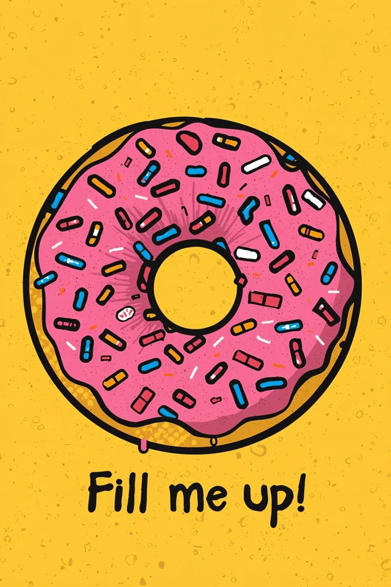 Donut escarchado rosa con chispitas "Fill Me Up !" hahnemühle de DesignDoodle