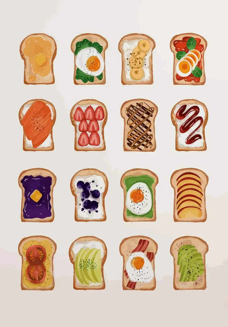 Toasted Bread with Various Toppings canvas by bazi