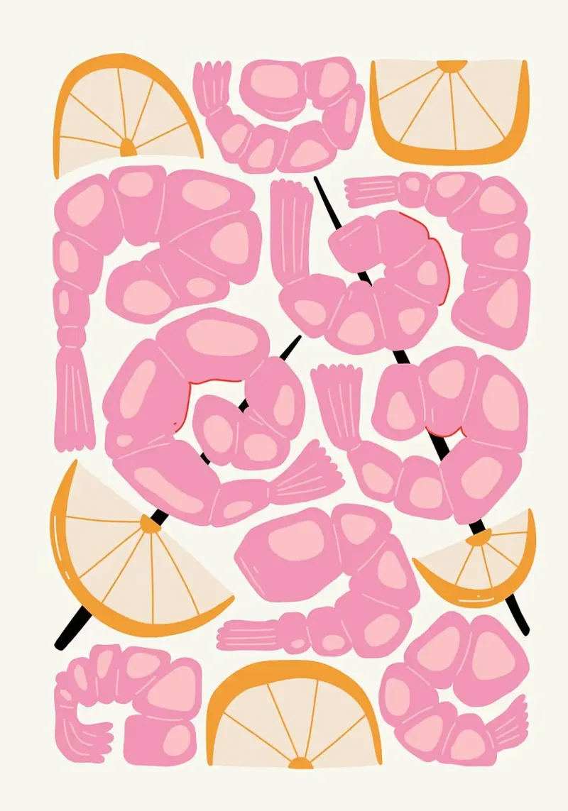 Shrimp and Lemon Pattern canvas by bazi