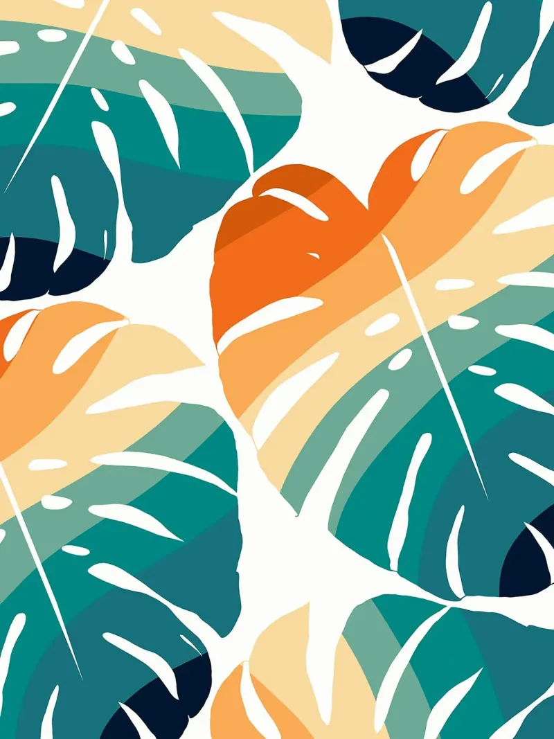 Monstera Retro Pattern poster con telaio in alluminio da BasicShopByBell