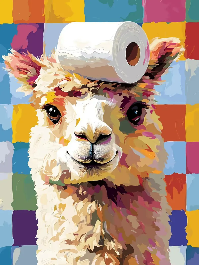 Lama met wc-hoed hahnemühle van JoyWalkerShop