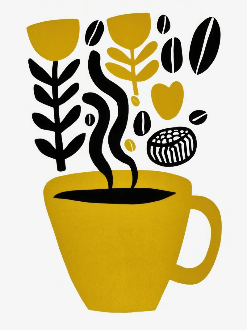 Profumo di caffè | Botanica, chicchi e un cuore alluminio dibond da Autofocus