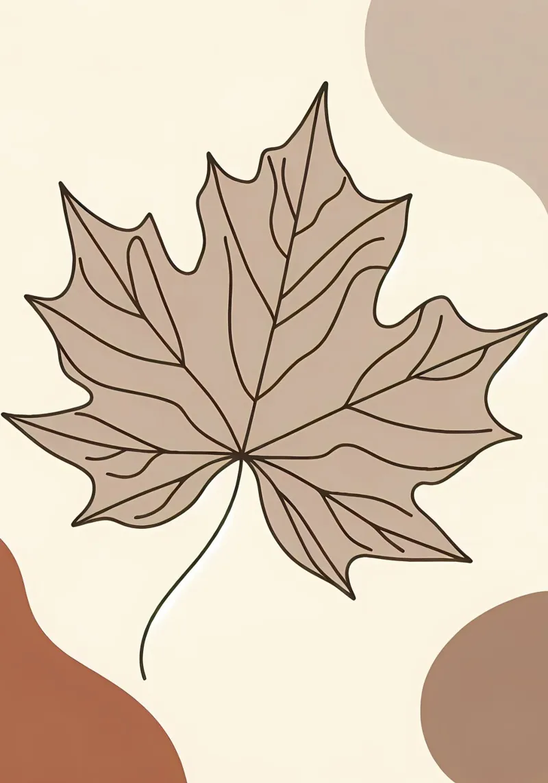 Minimalist Maple Leaf Poster in Neutral Tones with Abstract canvas by Bloom And Brush