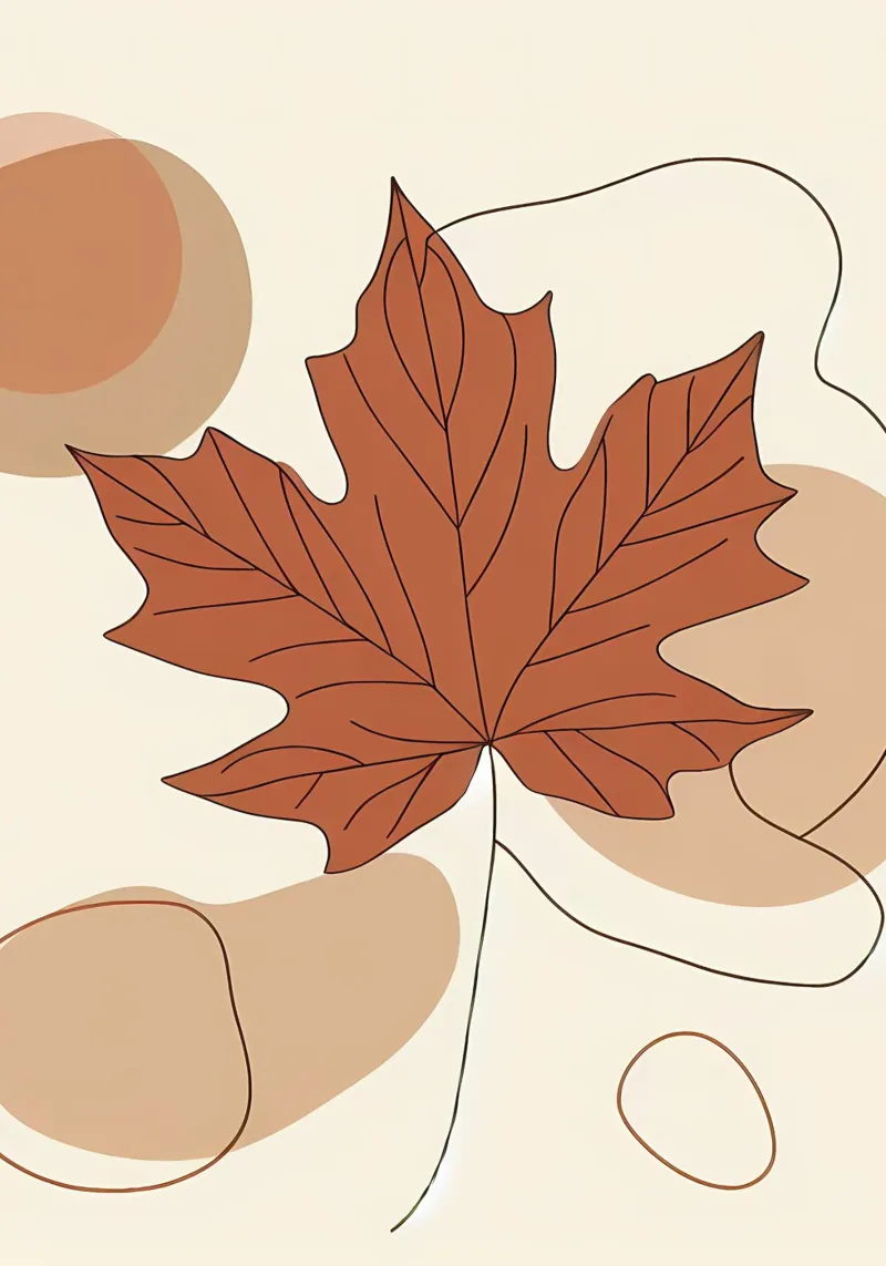 Minimalist Maple Leaf Poster in Neutral Tones with Abstract canvas by Bloom And Brush