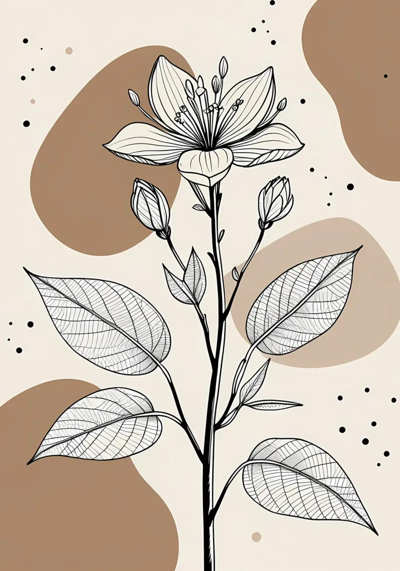 Minimalist Maple Leaf Poster in Neutral Tones with Abstract hahnemühle by Bloom And Brush