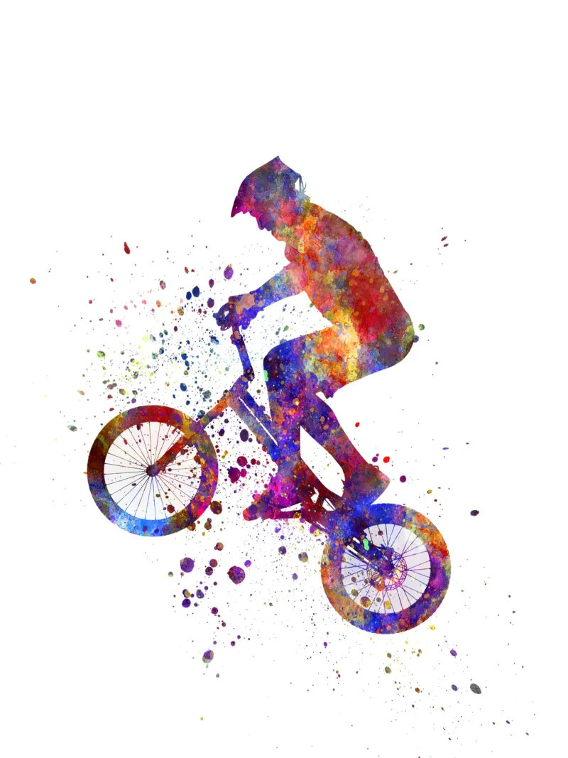 Ciclista BMX in corsa in acquerello pellicola backlit da ⚽ Sports Pulse