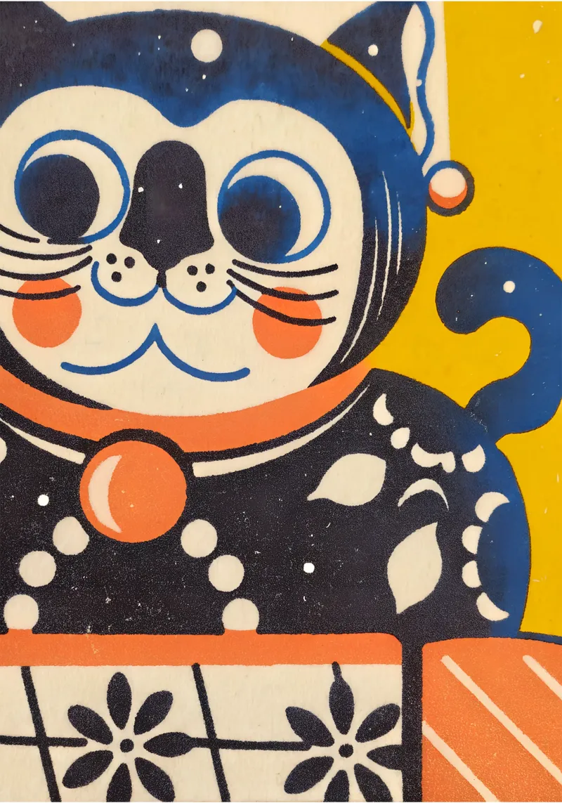 Gatto fortunato in stile retrò poster da Studio Mooodz