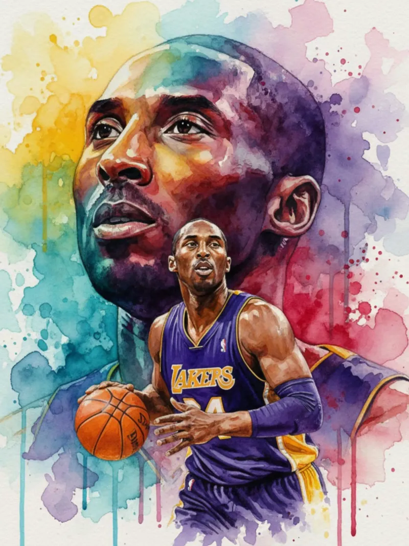 Kobe Bryant arte astratta colorata pellicola backlit da Kalis