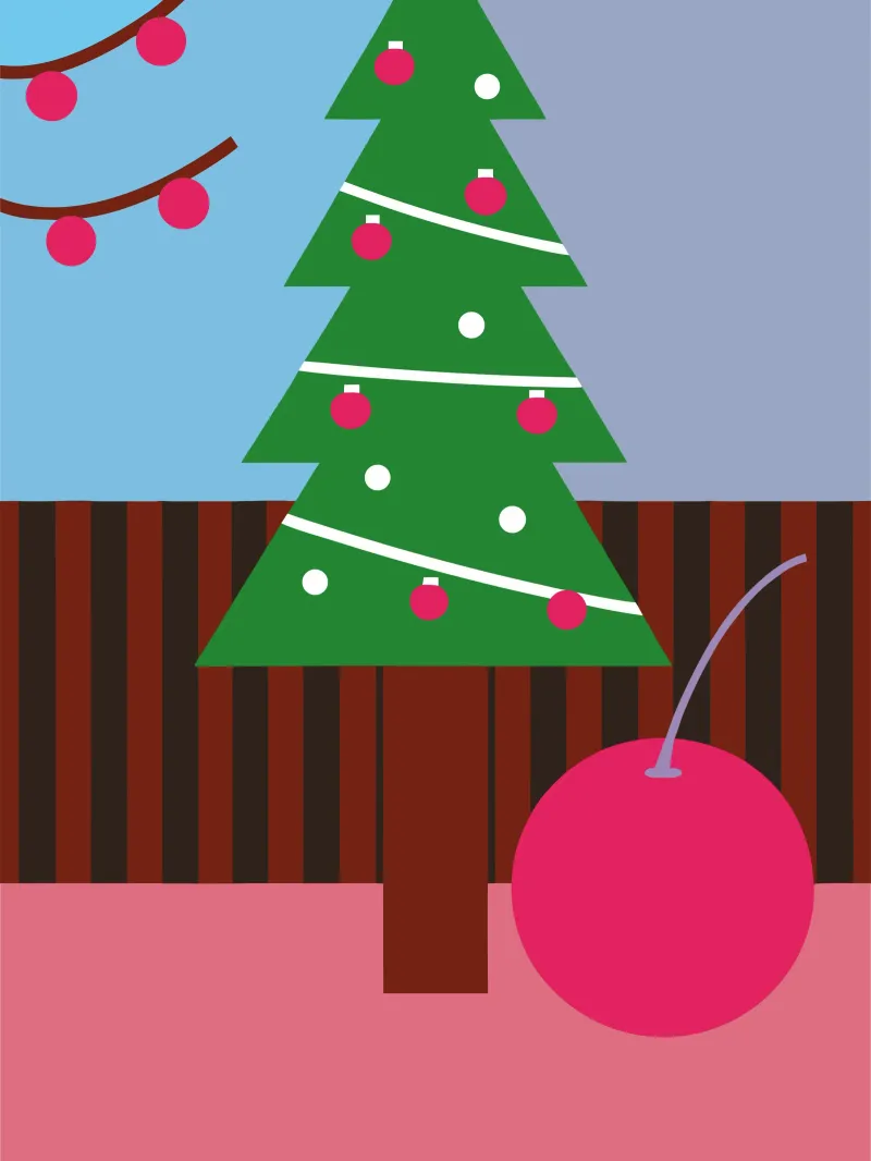 Albero di Natale e ciliegie alluminio dibond da LOOK DIFFERENT