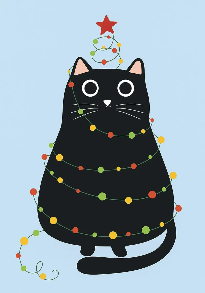 lampada per gatti albero di Natale carta hahnemühle da Avocadoz