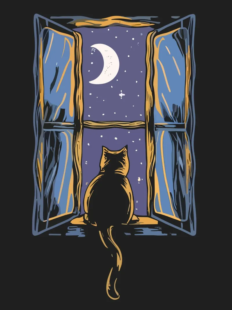 cat on window night pellicola backlit da scoten