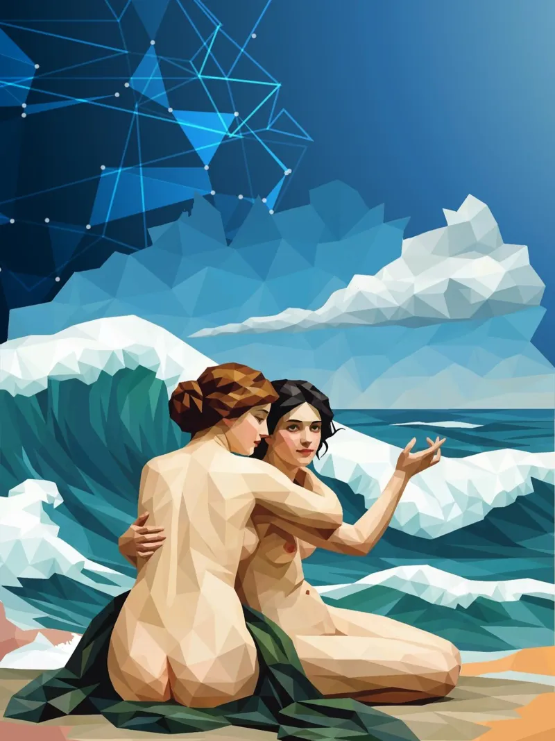 Le Ninfe del Mare Lowpoly alluminio dibond da Low Profile