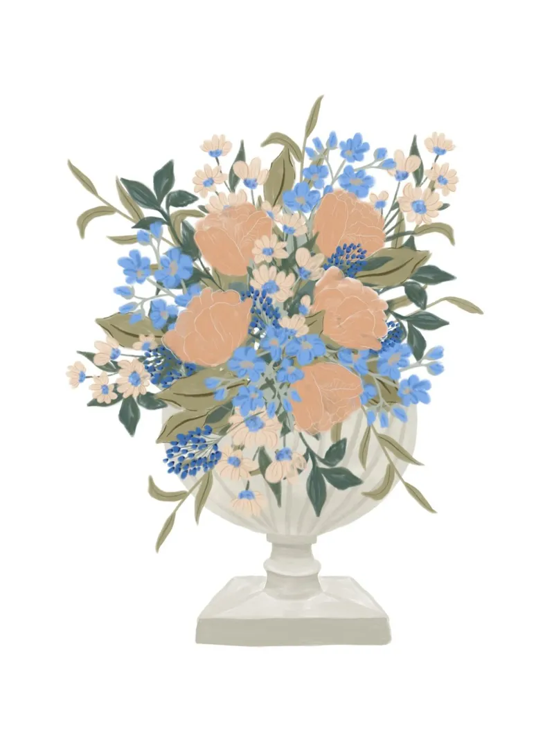 Lussureggiante bouquet di fiori in un vaso a calice carta hahnemühle da herzundpapier