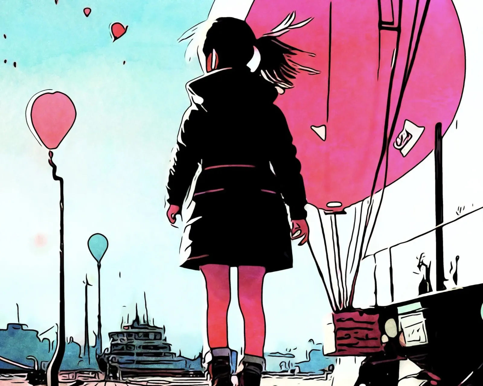Ragazza con palloncini #3 alluminio dibond da ZAMART - PopArt