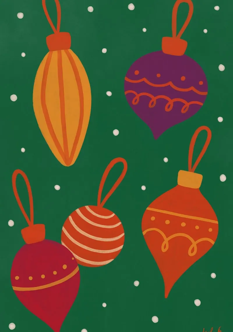 Ornamenti moderni di metà secolo Retro Geometric Christmas Poste carta hahnemühle da postaprinta