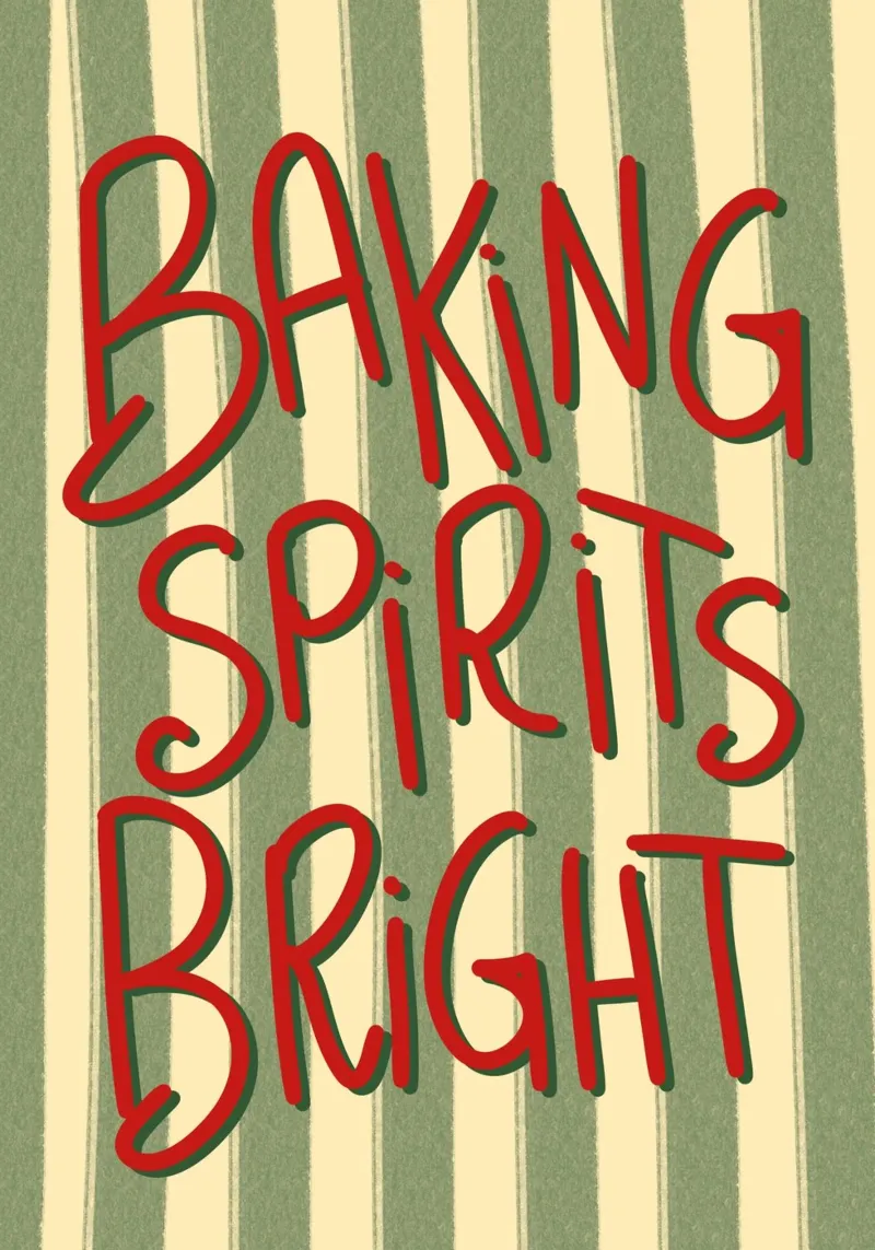 Baking Spirits Luminoso retro tipografia a righe Natale Pos poster da postaprinta