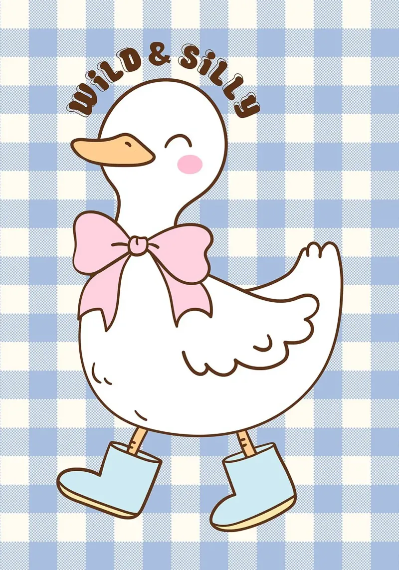 Simpática ilustración de un pato con botas y lazo hahnemühle de Tory