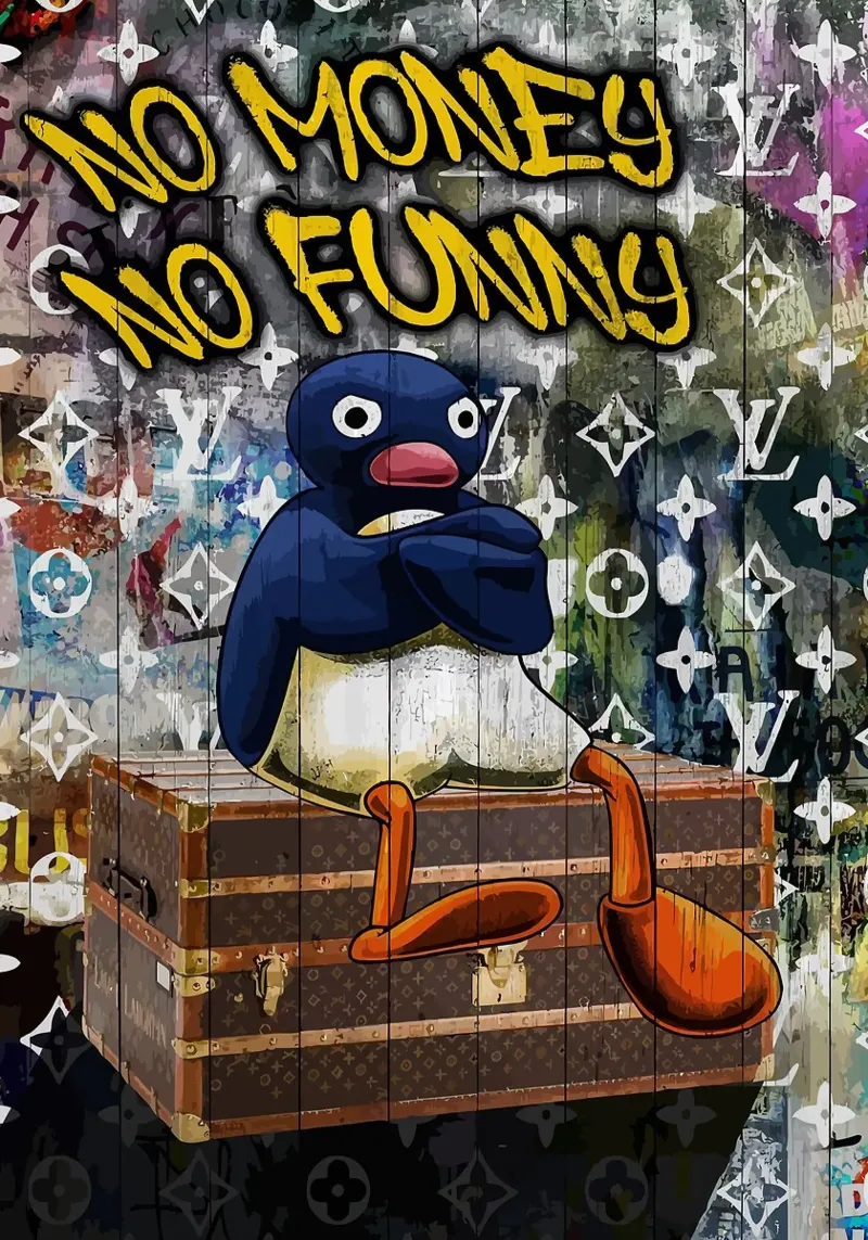 Pingu Niente soldi niente divertimento carta hahnemühle da bazi