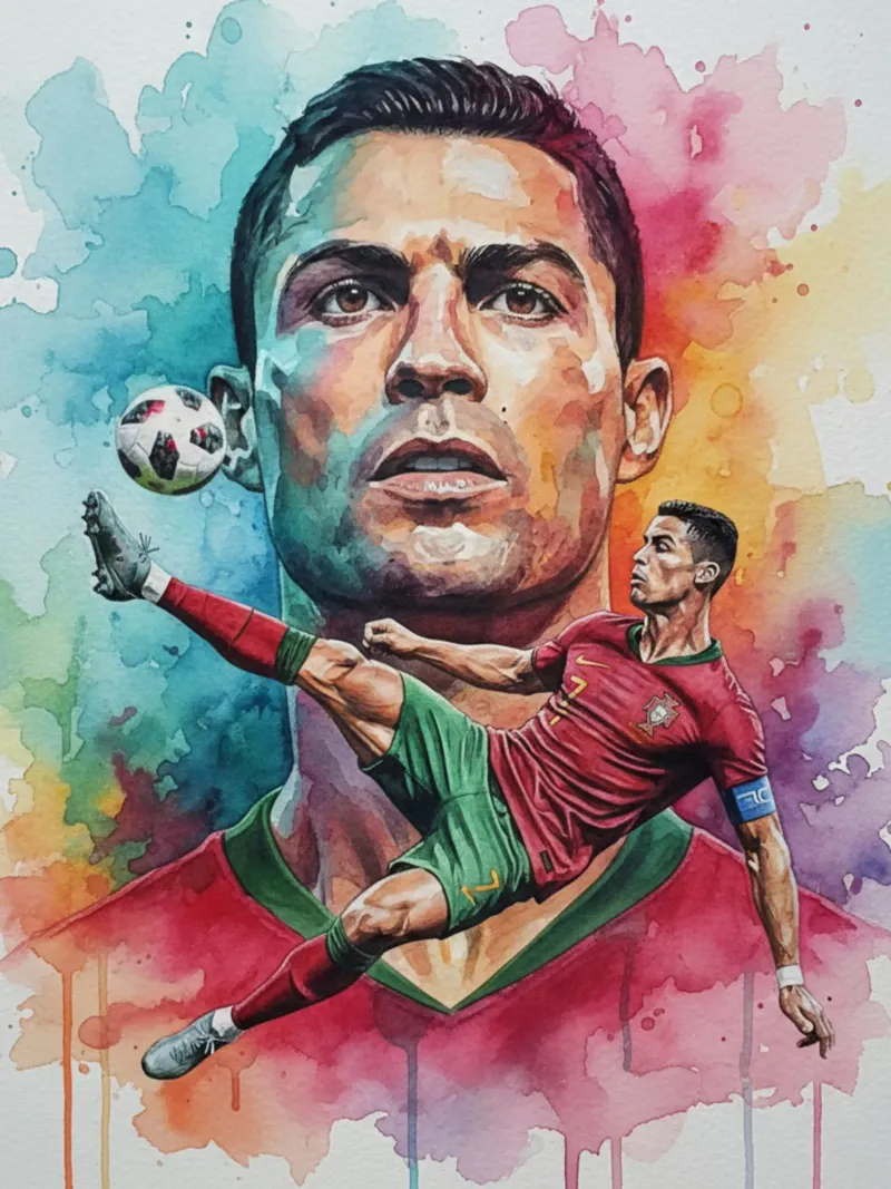 L'iconico calcio di bicicletta di CR7 alluminio dibond da Kalis