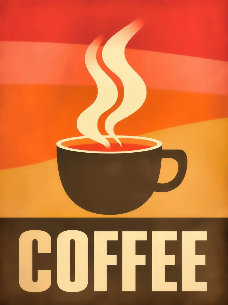 Caffè vintage retrò e design anni '70 carta hahnemühle da Autofocus