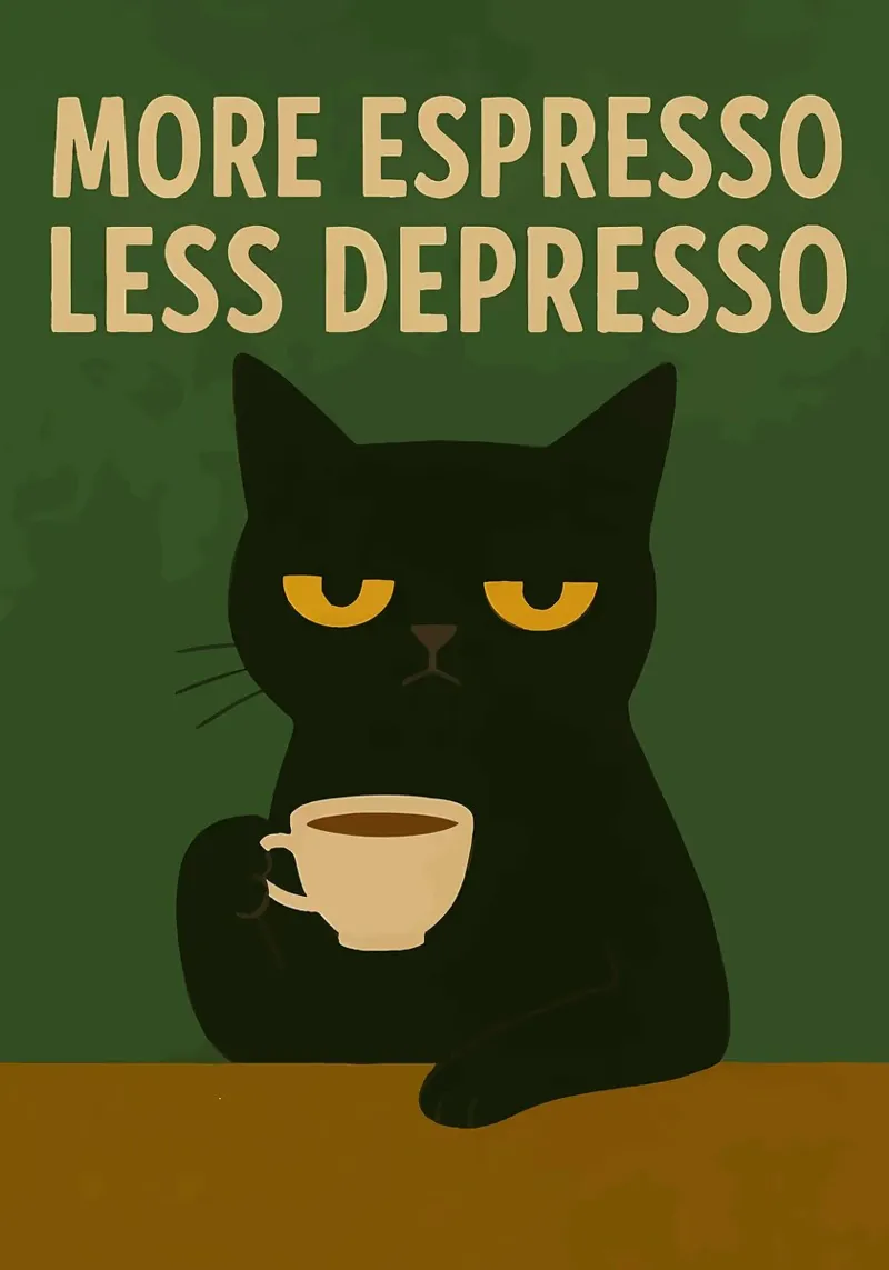 More Espresso Less Depresso Cat poster da kakaka