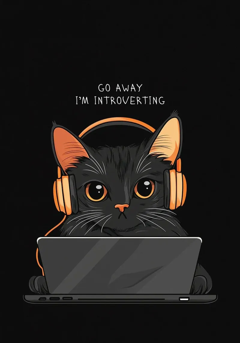 Gato introvertido con portátil metacrilato de kakaka