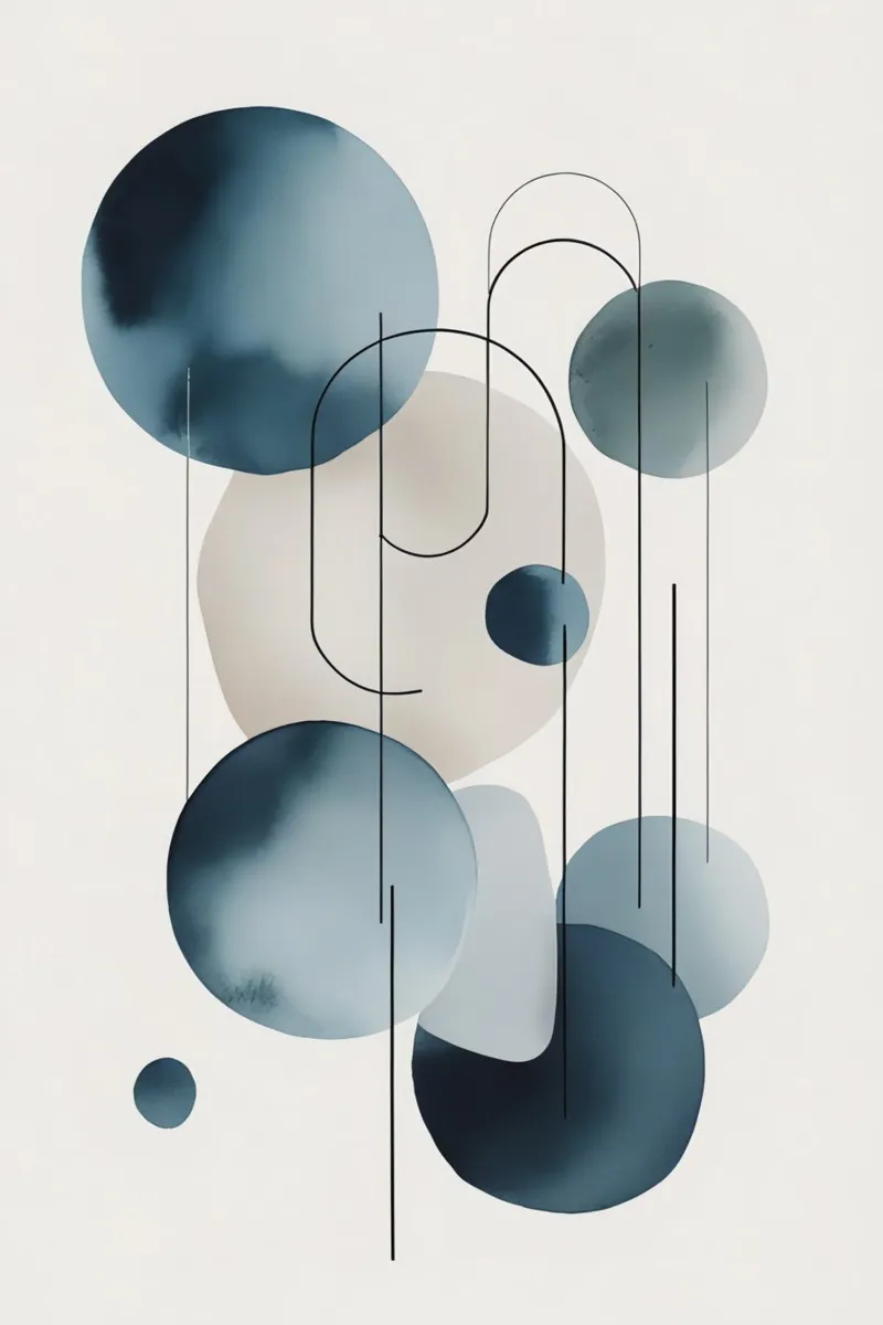 Composizione astratta di cerchi e archi alluminio dibond da DesignDoodle