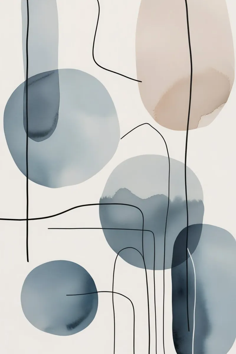 Forme organiche astratte con linee nere carta hahnemühle da DesignDoodle