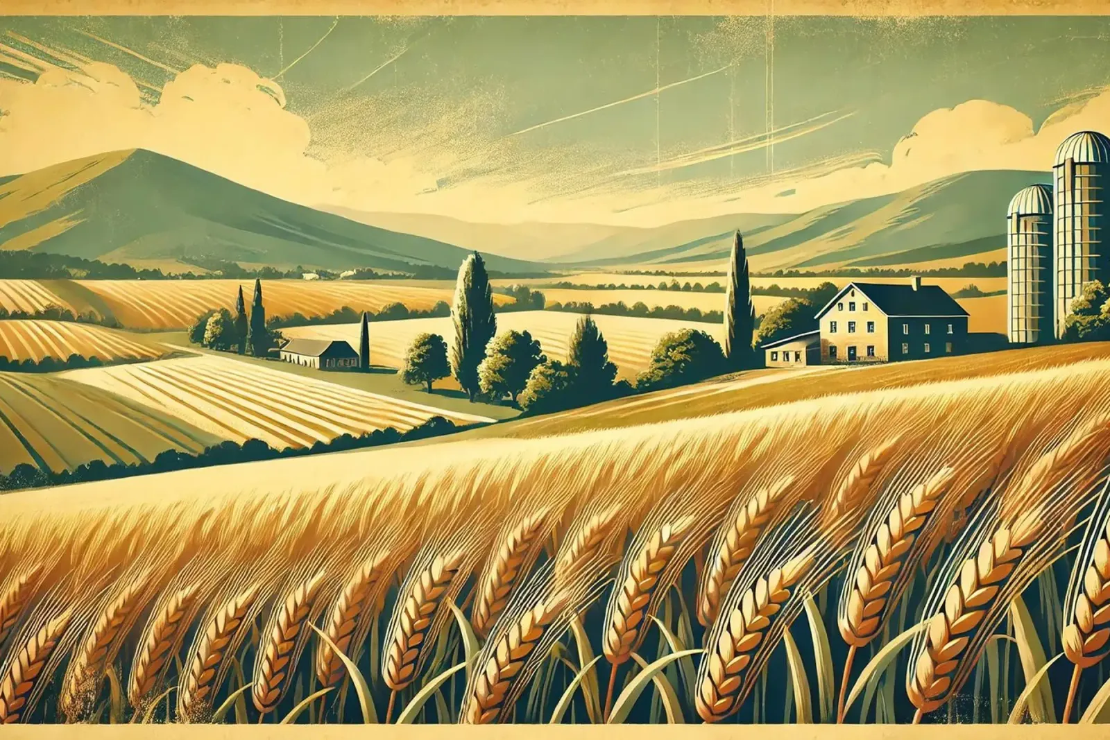 Poster d'epoca dei Campi Dorati pellicola backlit da Wanderlust Vibes