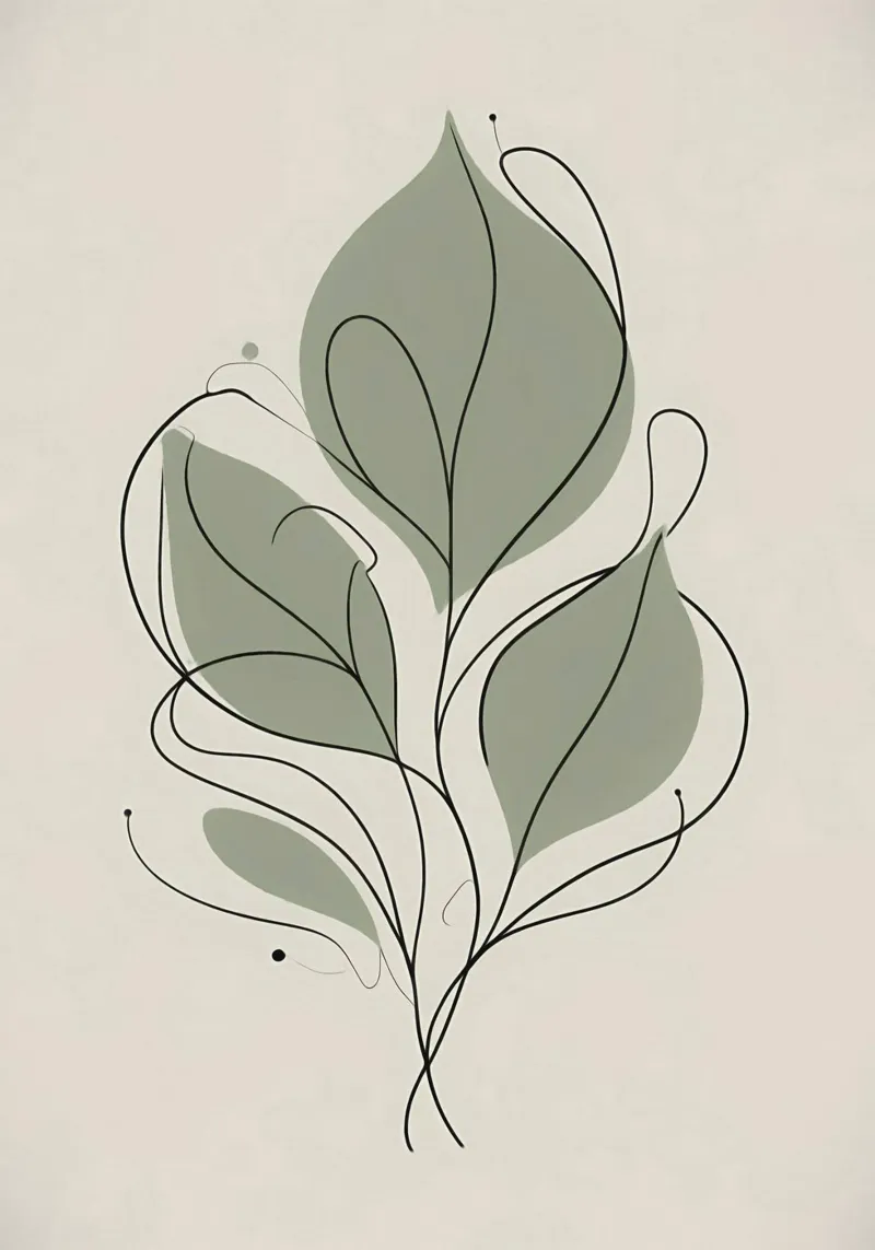 Line art minimaliste con elementi di fogliame tropicale carta hahnemühle da Bloom And Brush