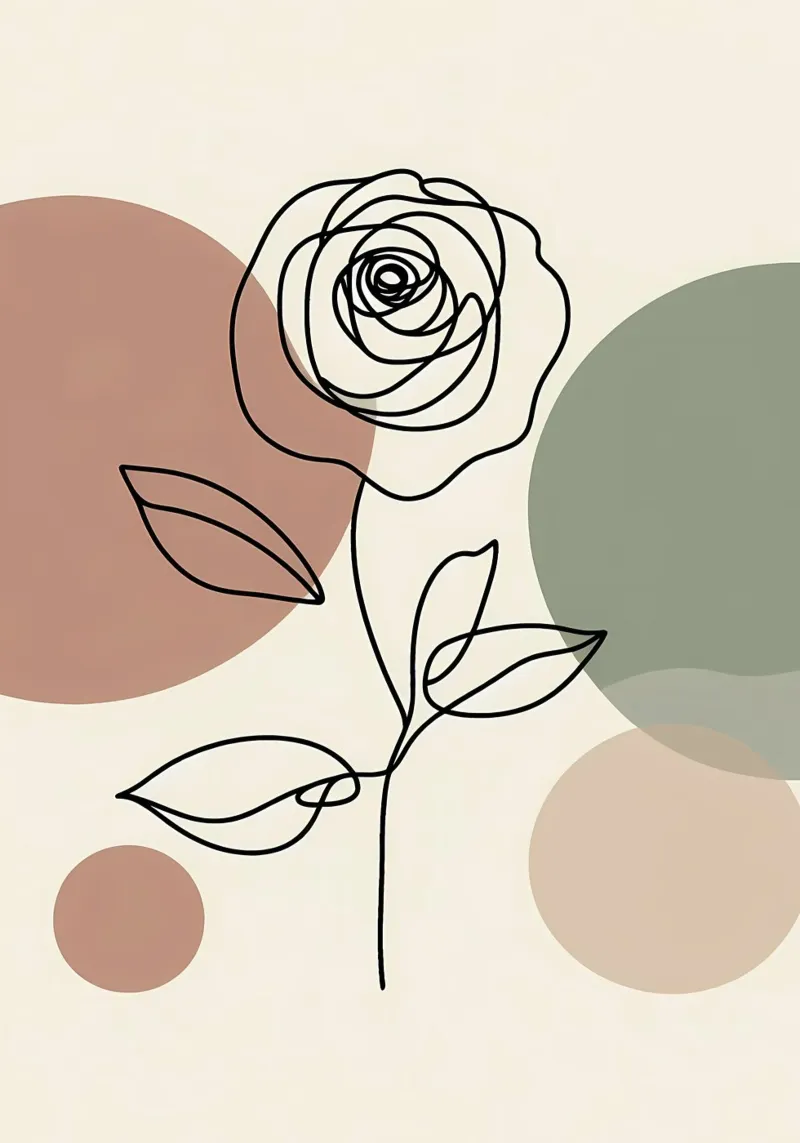 Rose Line Art con forme astratte carta hahnemühle da Bloom And Brush