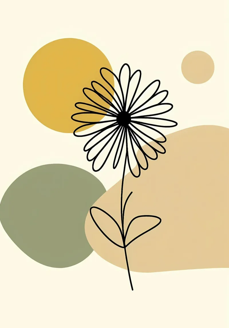 Daisy Line Art e Mustard Abstract carta hahnemühle da Bloom And Brush