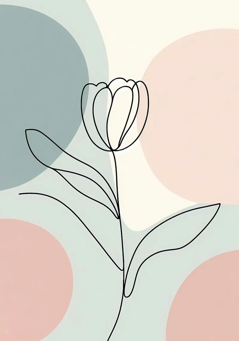 Tulip One Line Art Pastel Abstract Hahnemühle von Bloom And Brush