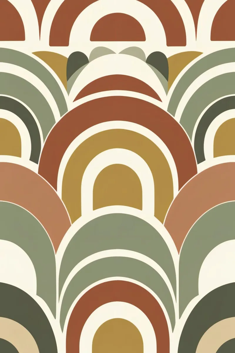 Abstract boog- en halve cirkelpatroon in aardetinten hahnemühle van DesignDoodle