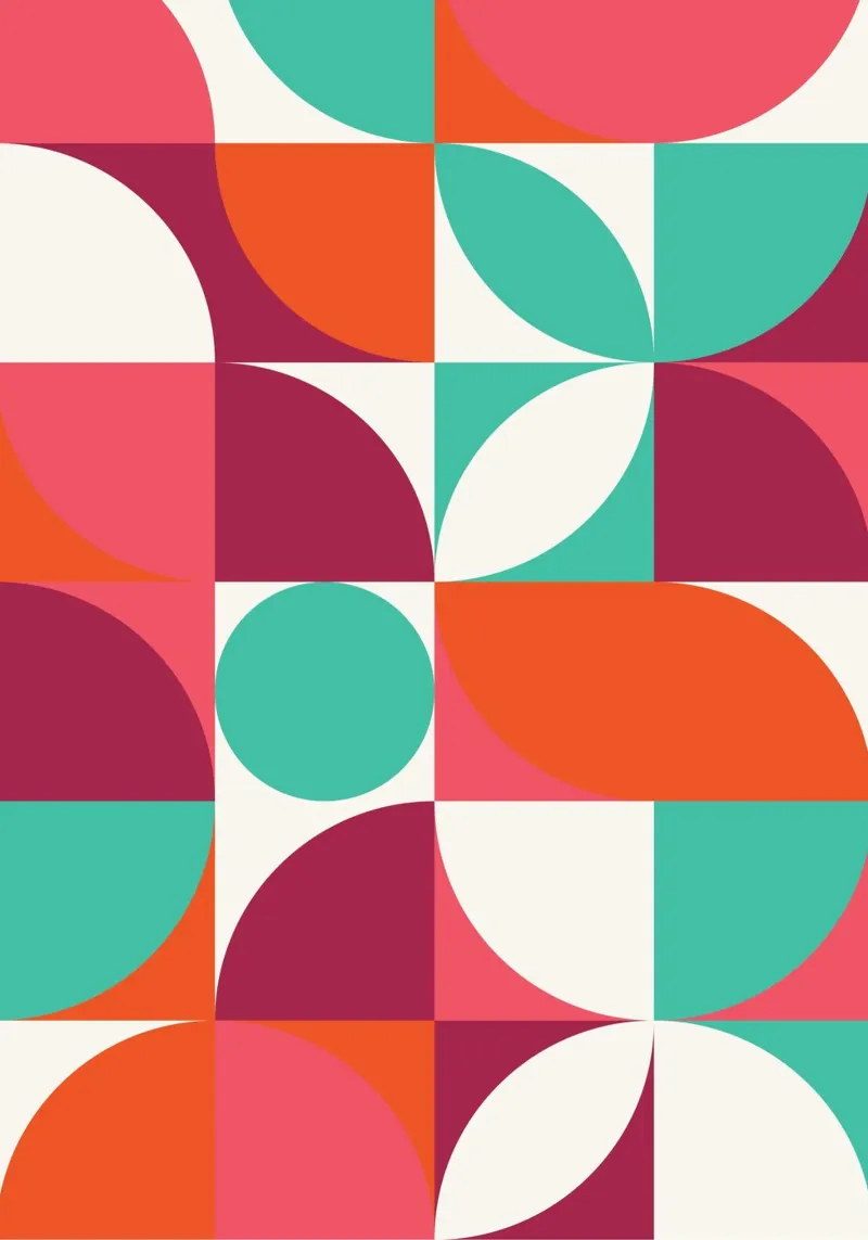 Arte geometrica retrò - Cerchi moderni di metà secolo alluminio dibond da Grungeo