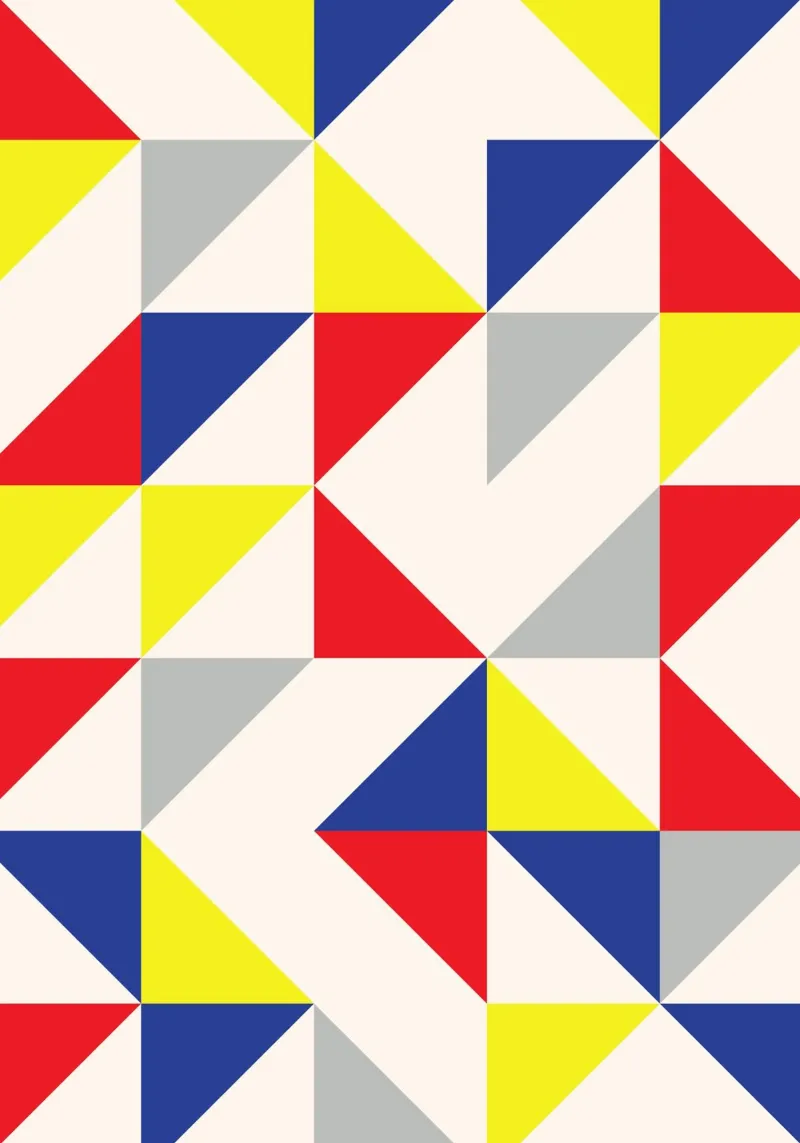 Arte geometrica a triangolo - Colori primari Bauhaus carta hahnemühle da Grungeo