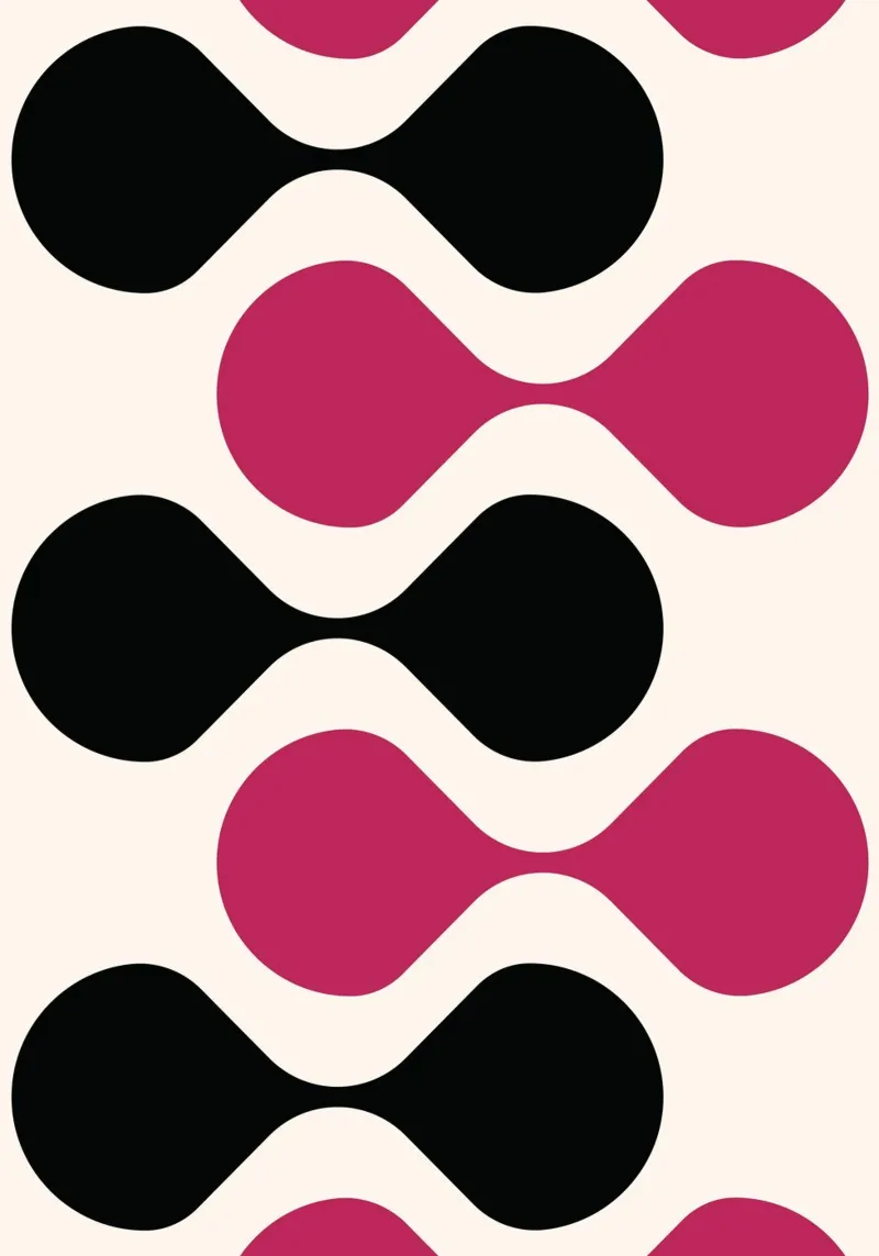 Retro Metaball Patroon Print - Zwart & Magenta Abstract poster van Grungeo